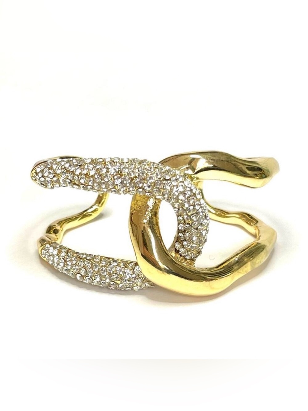 Interlocked Cuff Bracelet Pave’ Crystal Chunky Gold Alexis Bittar STYLE JA17